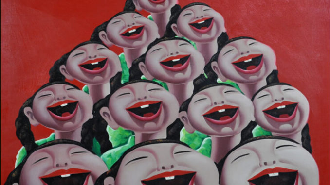 Signed-Hand-painted-Oil-Painting-24-X24-Canvas-Laugh-Girls-Asian-font-b-Kids-b-font